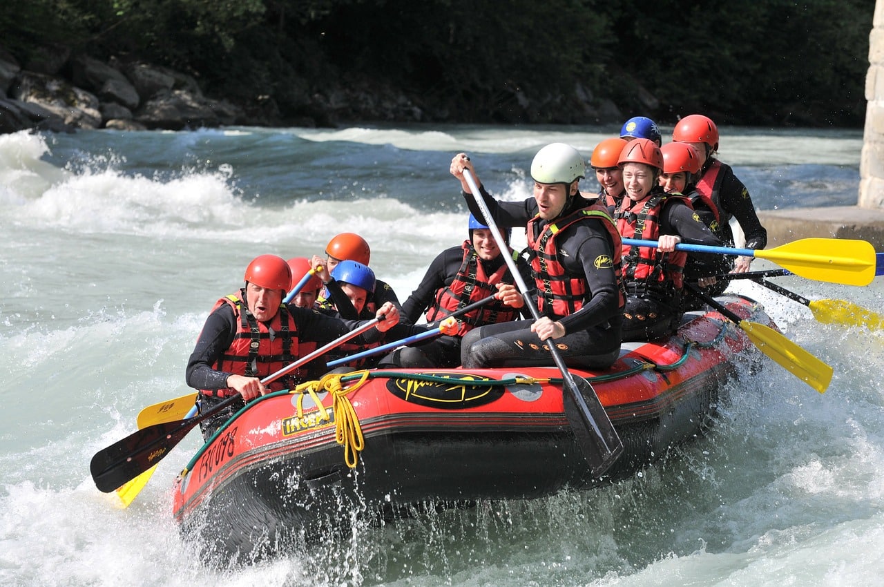 people rafting
